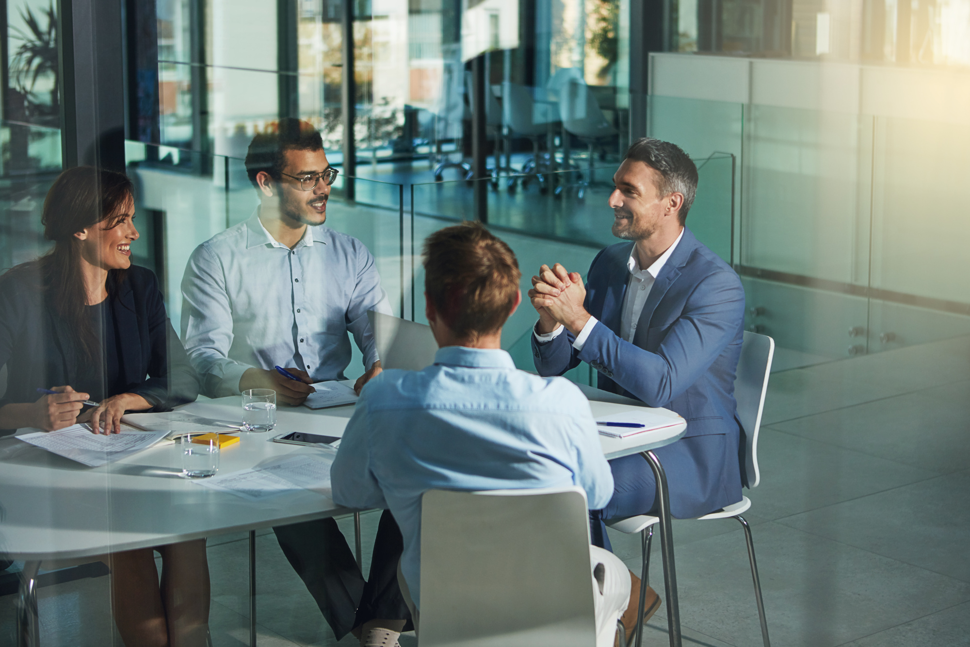 corporate leaders team speaking